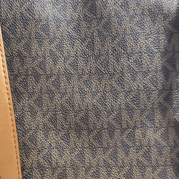 Michael Kors Whitney Large Tote Bag Brown Signature Print Tan Leather Accents - Picture 9 of 16